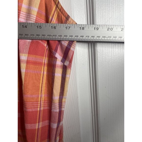 Talbots Dress Women’s 8 Pink Plaid Sleeveless Popover Sheath Button Front - Picture 3 of 6